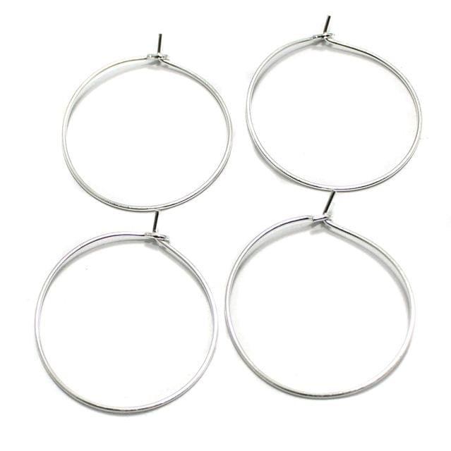 25 Pair,1 Inches Earring Hoops Silver