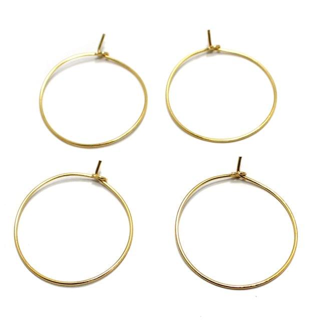 25 Pair, 1 Inches Earring Hoops Golden