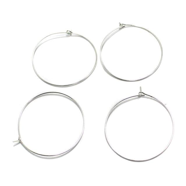 25 Pair1.25 Inches Earring Hoops Silver