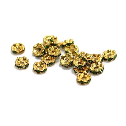 100 Pcs Rhinestone Disc Spacer Beads 6x2mm Golden