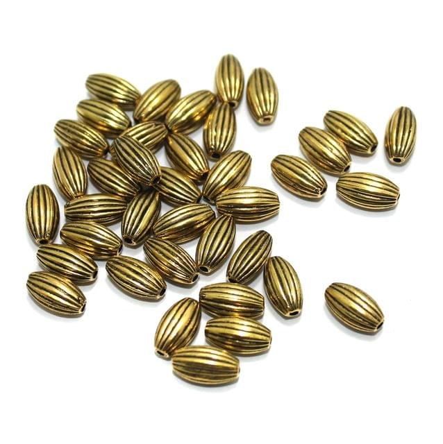100 Gms, 11x6mm Golden Acrylic Oval Liner Beads