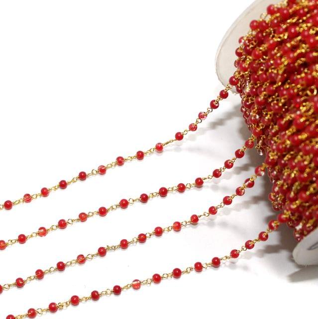Glass Beaded Chain Red