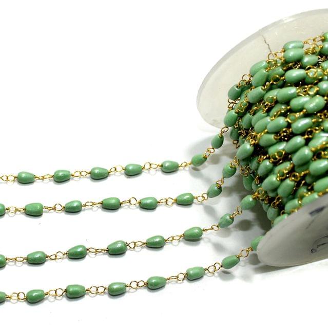 Glass Beaded Chain Parrot Green