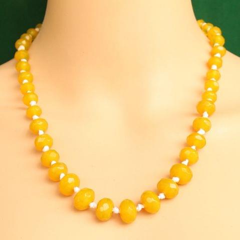 Graduated Yellow Rondelle Faceted  Crystal Glass Necklace