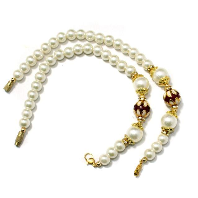Designer Meenakari Beaded Necklace Dori White, Pack Of 1 Pc