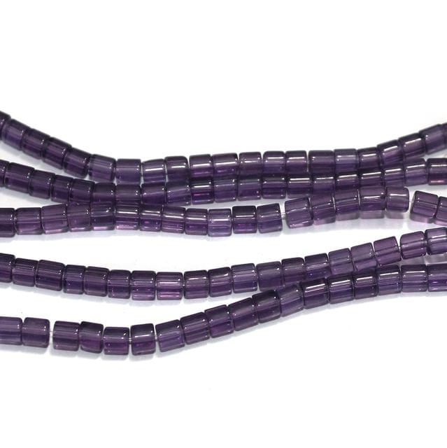 Glass Beads Tyre 4mm Purple, Pack Of 5 Strings
