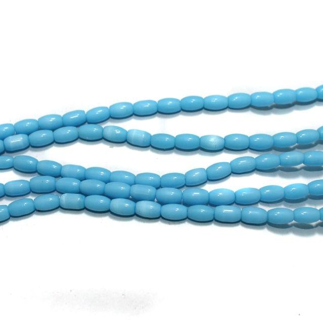 Glass Beads Oval Turquoise 6x4 mm, Pack Of 5 Strings