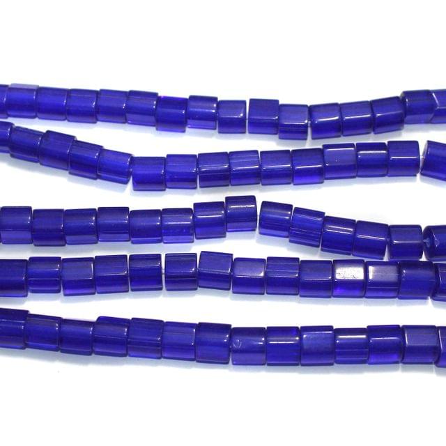 Tyre Glass Beads Blue 8 mm, Pack Of 5 Strings