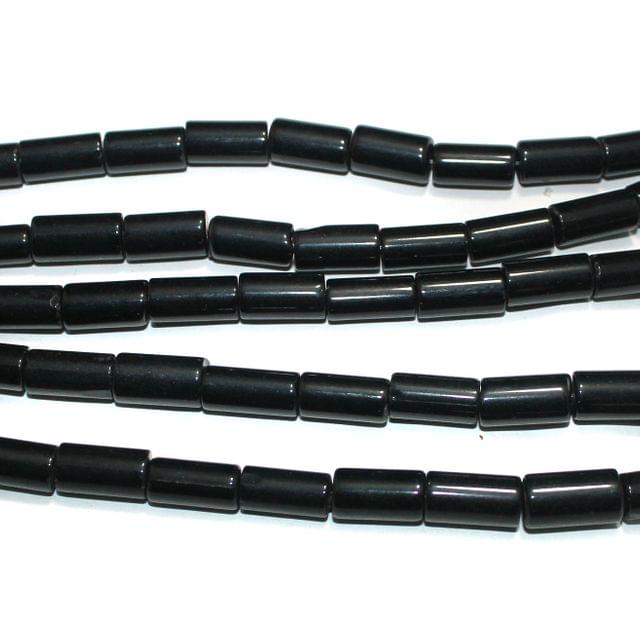 Tyre Glass Beads Black 10x9 mm, Pack Of 5 Strings