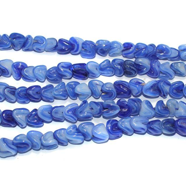 Glass Beads Twisty Blue 10mm, Pack Of 5 Strings