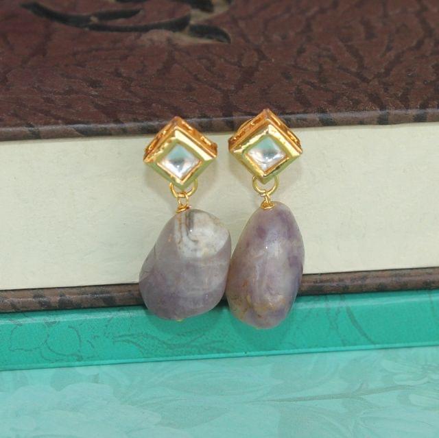 Purple Kundan Onyx Stone Earring