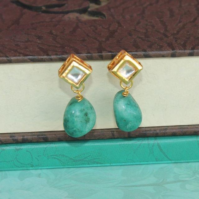 Green Kundan Onyx Stone Earring