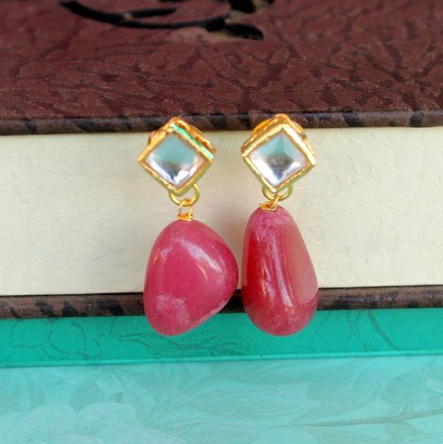 Red Kundan Onyx Stone Earring