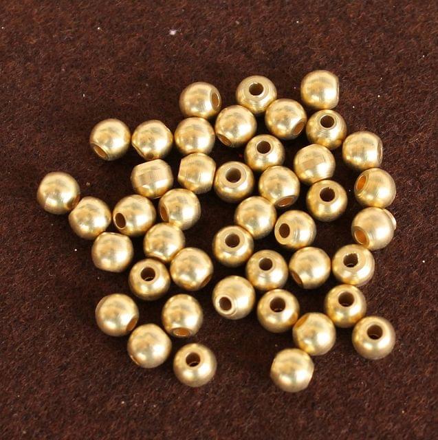 50 Pcs Solid Brass Round Beads Golden 8mm