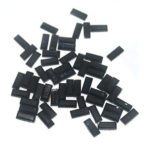 50 Gms Glass Mirror Beads Rectangle Shaped Black, Size 8x4mm