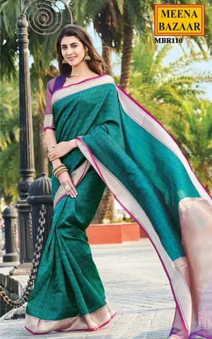 Maya Blue Pure Cotton Woven Saree with Resham Pattern all over