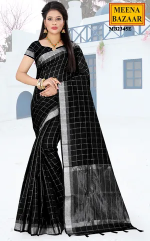 Charcoal Black Linen Saree