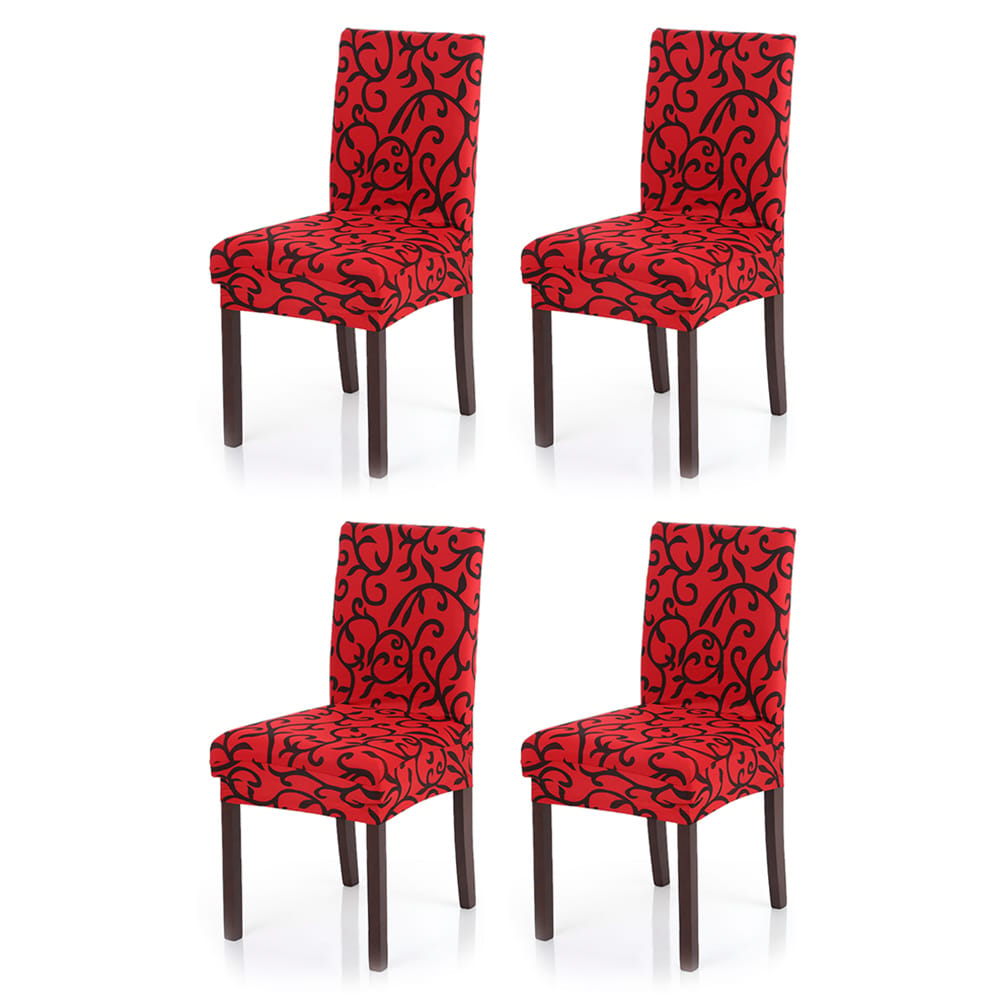 4pcs Stretch Removable Washable Short Dining Seat Cover Soft