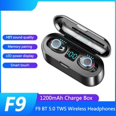 F9 BT5.0 TWS Wireless Headphones HiFi Sound Noise Reduction - 1200mAh Charge Box