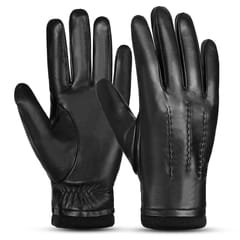 Men Sheepskin Leather Gloves Outdoor Sport Warm Wool Lined - L