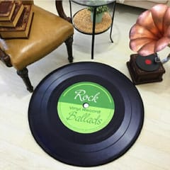 Creative Retro 3D DVR Record Carpet Round CD Floor Mat Home Decor Living Room Kid Bedroom Decoration  Rug, Diameter 120cm (Green)