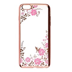 Fashionable Crystal Flower Charms Phone Case Cover Compatible for iPhone 6/6s Plus Dust Scratch Protection -Rose Gold Pink Flower