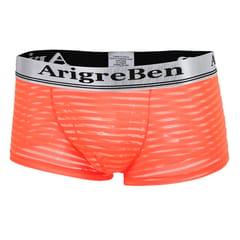 Men's Breathable Mesh Stripe Low Waist Boxer Briefs Underwear Shorts XXL Orange