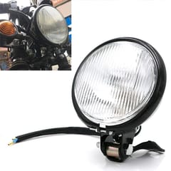 Motorcycle Black Shell Glass Retro Lamp LED Headlight Modification Accessories (White)