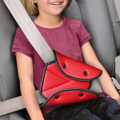 Car Seat Safety Belt Cover Sturdy Adjustable Triangle Safety Seat Belt Pad Clips Child Protection (Red)