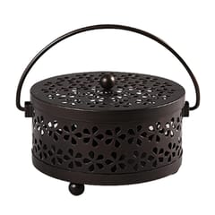 Portable Iron Mosquito Coil Holder + Handle & Lid Bronze