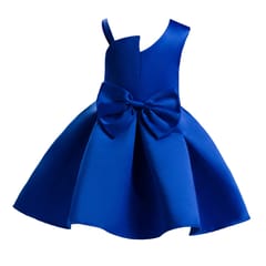 Flower Girls Large Bow Princess Dress Pageant Formal Dress Age 4-5 Blue