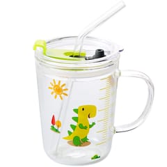 Glass Measuring Cup Household Children With Scale Milk Cup Straw Cup Green
