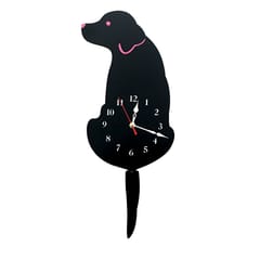 Lovely Creative Acrylic Cartoon Tail Wagging Labrador Dog Acrylic Wall Clock