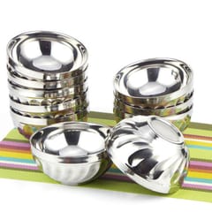 Kids Stainless Steel Double-deck Bowl Silver Color Dual-Layers Container