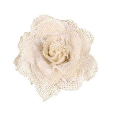 Hessian Burlap Lace Rose Flower Heads for Rustic Wedding Party Decor 6cm