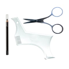 Beard Mustache Facial Hair Trimming Shaping Comb Stencil Template w/ Scissor