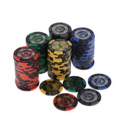 100pcs Classic Wheat Style Poker Chips Set w/ Box Casino Supply Family Games