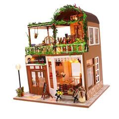 1/24 Wooden DIY Dollhouse Kit Sweet The The Rainbow Cafe w/ LED Light Gift