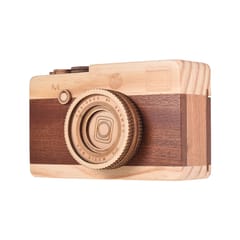 Wooden Music Box Retro Camera Design Classical Melody ()