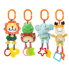 tumama Plush Animal Hanging Rattles with Teether Baby (Multicolor)