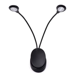 Clip-on Light Portable Clamp Lamp Reading Light with Dual (Black)Disposable battery type