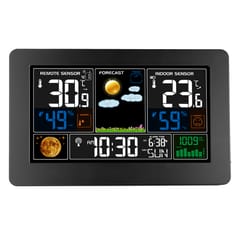 3-In-1 Weather Station Clock Wall-Mounted Digital Clock(Black)
