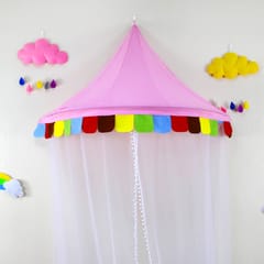 Fairy Princess Bed Canopy with Gauze Curtain Play Tent Bedroom Decor M Pink