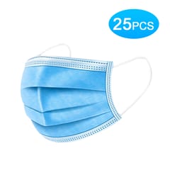 25 Pcs Disposable Safety Masks Non-Woven Fabric Filtration Blue