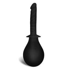 Black Silicone Dildo Vibrator Sleeve With Suction Ball Black