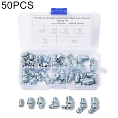 50 PCS Straight and Angled Hydraulic Grease Zerk Fitting SAE Kit