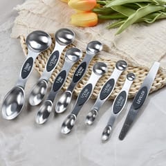 2 Sets 8-In-1 Magnetic Double-Headed Measuring Spoon Stainless Steel Measuring Spoon Set