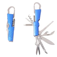10 in 1 Stainless Steel Multi-function Hands Tool with Key Chain for Outdoor (Blue)