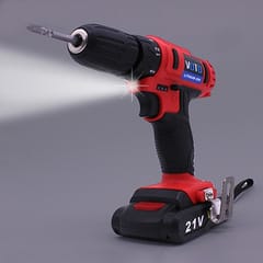 VOTO 21V Stepless Speed Regulation Rechargeable Hand Drill Set Electric Drill Power Tools with LED Light, AC 220V, US Plug, Random Color Delivery