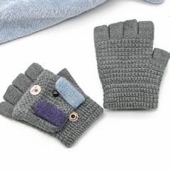 Autumn and Winter Cartoon Puppy Shape Flip Gloves Knitted Warm Half Finger Gloves Children Gloves, Size:17 x 10cm